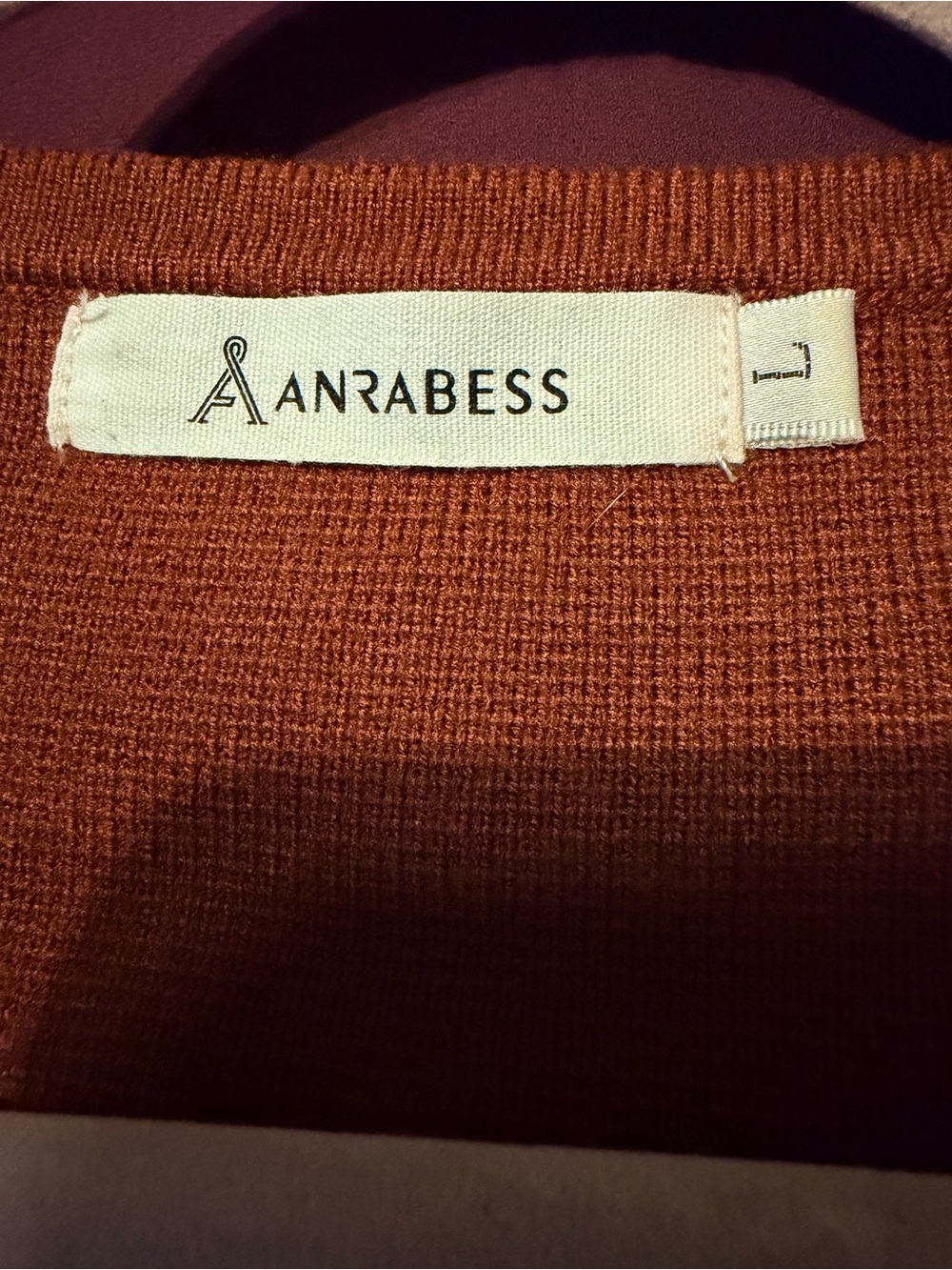 🌹ANRABESS Open-Front Long Cardigan Sweater - Rust - Picture 3 of 4